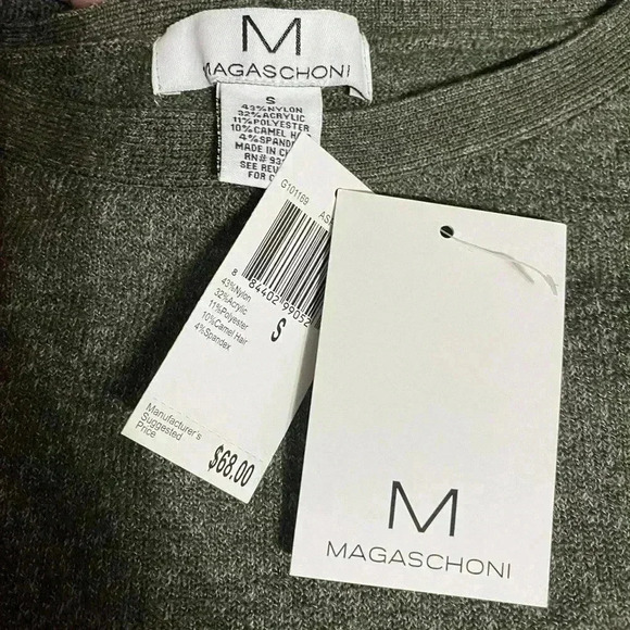 Magaschoni Camel Hair Blend Crew Neck Sweater S Asphalt Grey Lightweight NWT - Picture 4 of 6